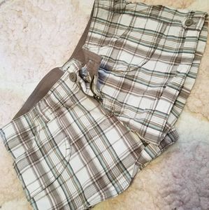 Garage off-white and brown plaid shorts